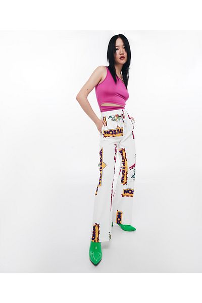 Twist White Woven Trousers