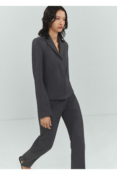 MANGO Light Gray Women's Trousers -67093695