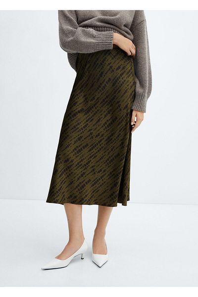 MANGO Woman 57078268 Model Khaki Women's Skirt