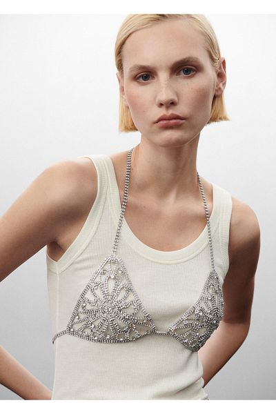 MANGO Woman Γυναικεία Ασημένια Μπλούζα57089116