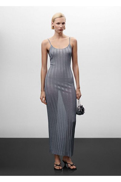 MANGO Woman Γυναικείο Ασημένιο Φόρεμα 57078268