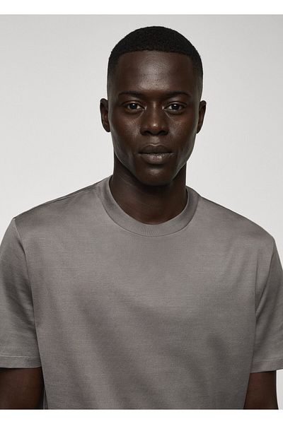 MANGO Men's Gray T-Shirt 57078268