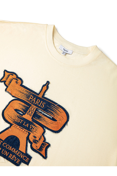 Twist Cream Colored Knitted T-Shirt