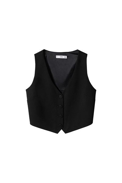 MANGO Woman Vesta neagră damă -57883808 Model