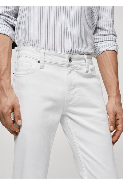 MANGO Ανδρικό λευκό τζιν -67230623