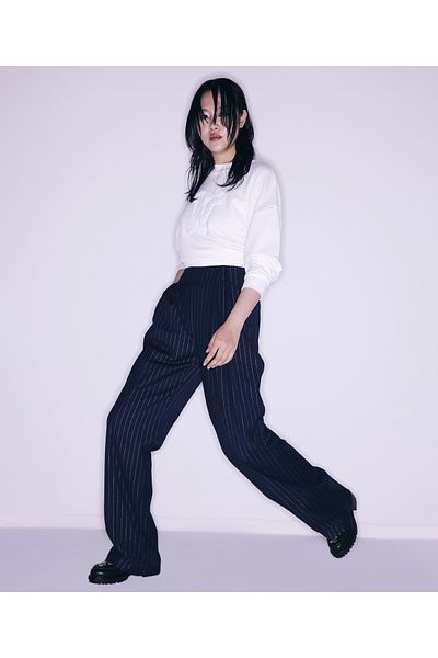 Twist Navy Blue Woven Trousers