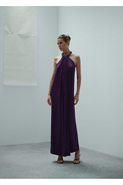 MANGO Woman Fialové dámské šaty - Model57045151