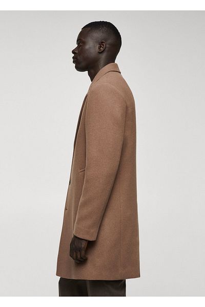 MANGO Woman Płaszcz męski w kolorze ciemnego camelu -67820628