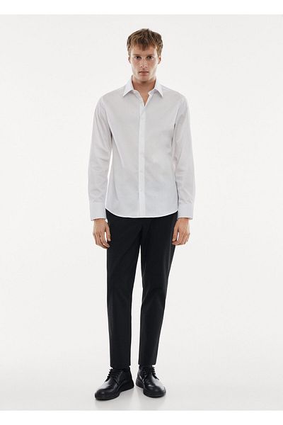 MANGO Weißes Herrenhemd -67140637