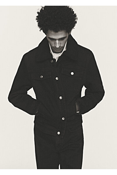 MANGO Woman Ανδρικό μαύρο τζιν μπουφάν -67160625