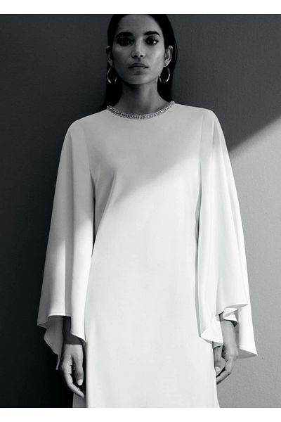 MANGO Woman Σατέν φόρεμα με μανίκια