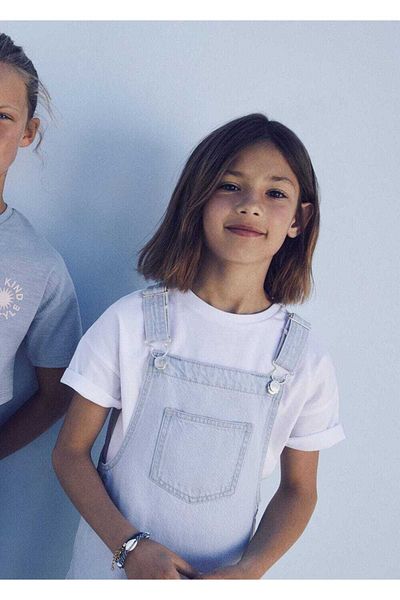 MANGO Kids Τζιν Gilet Κοντό Φόρεμα