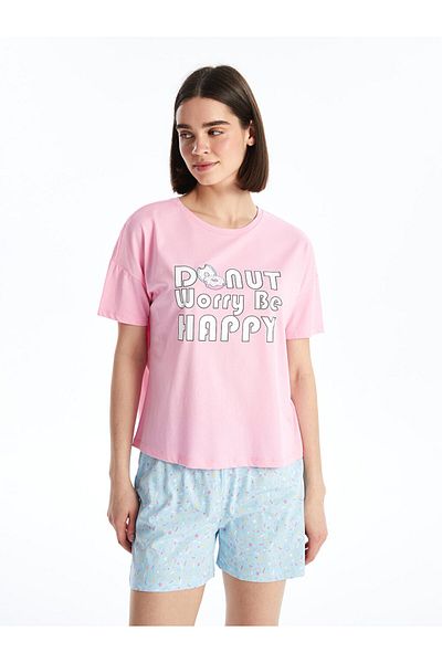 LC Waikiki Set de pijamale pentru damă cu pantaloni scurți - decolteu, mânecă scurtă
