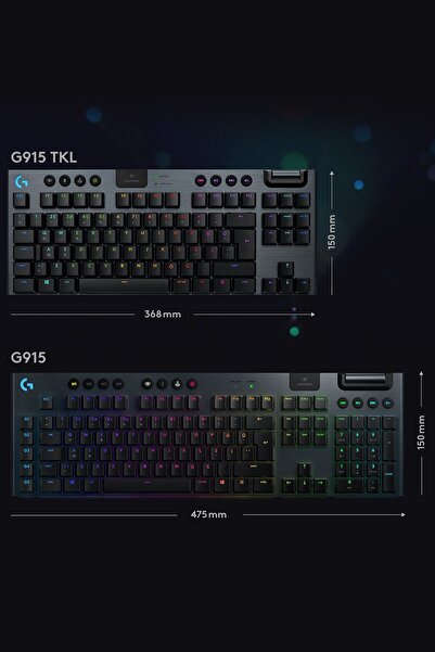 logitech G G915 Tkl Lıghtspeed Rgb Ingilizce Q Kablosuz Mekanik Oyuncu Klavyesi - Siyah