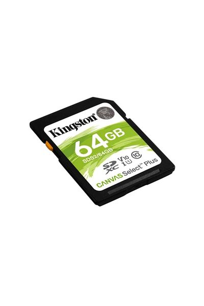 Kingston Canvas Select Plus - بطاقة SD سعة 64 جيجابايت بسرعة 100 ميجابايت/ثانية C10 UHS-I U1 V10 SDS2
