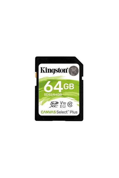 Kingston Canvas Select Plus - بطاقة SD سعة 64 جيجابايت بسرعة 100 ميجابايت/ثانية C10 UHS-I U1 V10 SDS2