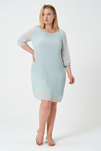 Shahiqa Büyük Beden Piliseli Şifon Elbise