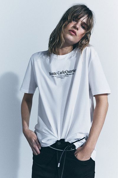 The Champ Clothing Γυναικείο μπλουζάκι Monte Carlo Written Oversize Λευκό