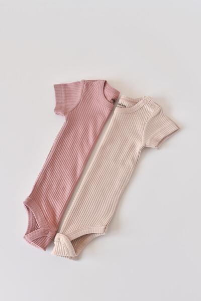 BabyCosy Bebek 2 Adet Kısa Kollu Body, %50 Modal Kumaş - %50 Organik Pamuk, B...