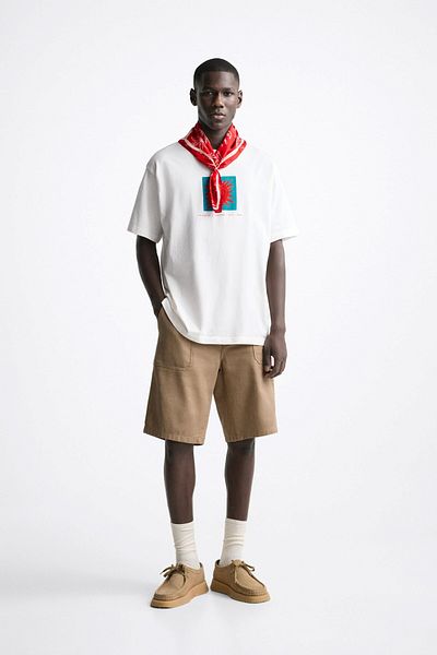 The Champ Clothing Λευκό ανδρικό μπλουζάκι Oversize - Crew Neck, τυπωμένο 'Afraid Of Real World'