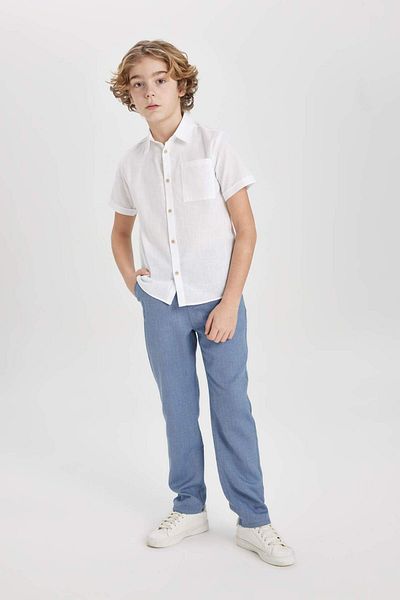 DeFacto Boy's Linen Look Short Sleeve Shirt Z3204a623sm