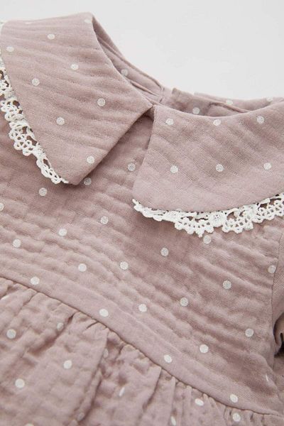 DeFacto Long Sleeve Polka Dot Muslin Romper and Pantyhose Set for Newborn Baby Girl - B0745A523Au