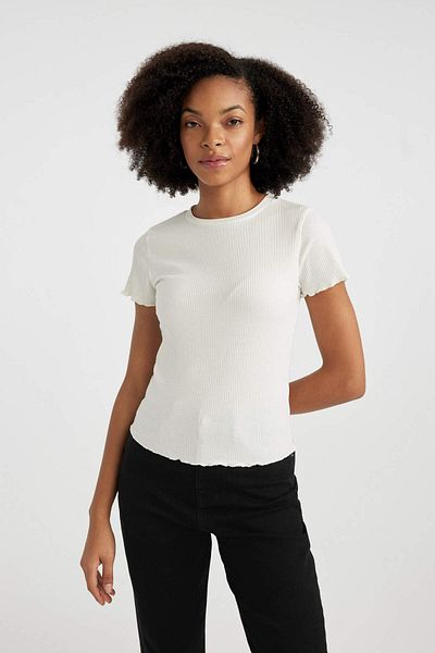 DeFacto Ribbed Camisole Short Sleeve Crew Neck T-Shirt - K7064az23sm