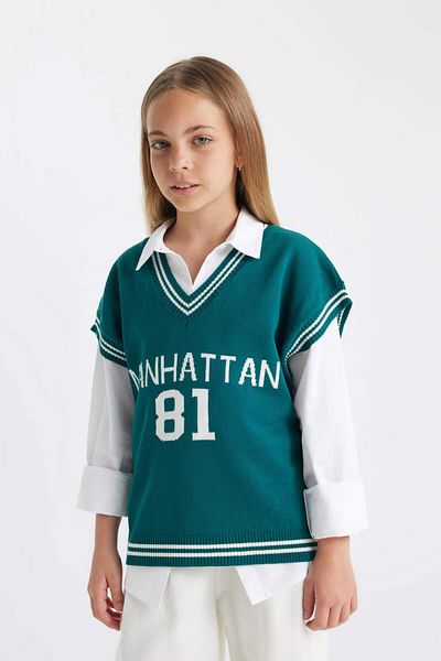 DeFacto Girl's V-Neck College School Sweater A2893A823Au
