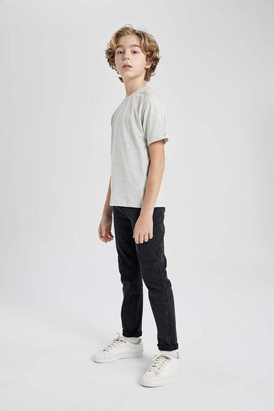 DeFacto Boy's Regular Fit Crew Neck Short Sleeve Cotton Combed T-Shirt