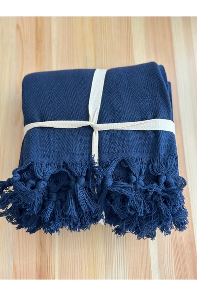 Sooboho&Soomood Sooboho %100 Pamuk Koltuk Örtü/pike/şal Lacivert