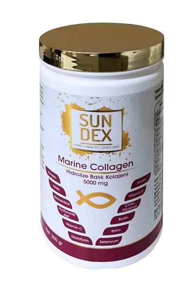 Sun Dex Family Health Since 2021 2-Pack Marine Collagen Hydrolyzed Fish Collagen, Glycine, Elastin, Hyaluronic Acid 300 Gr