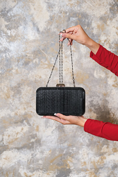 ROZA CANTA Μαύρο Γυναικείο Βραδινό Φόρεμα Γαμήλια Τσάντα Laser