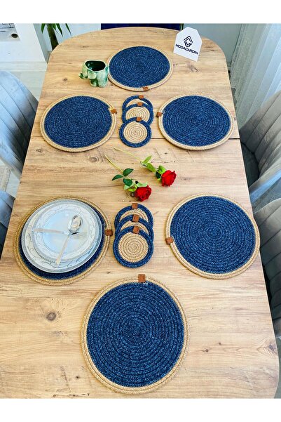 ModaCardin طقم مكون من 12 قطعة من قماش الجوت الأمريكي وقاعدة أكواب