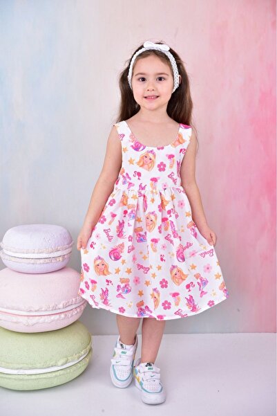 BUUFUU GIRL'S BANDANED BOW TIE BBQ PRINTED DRESS