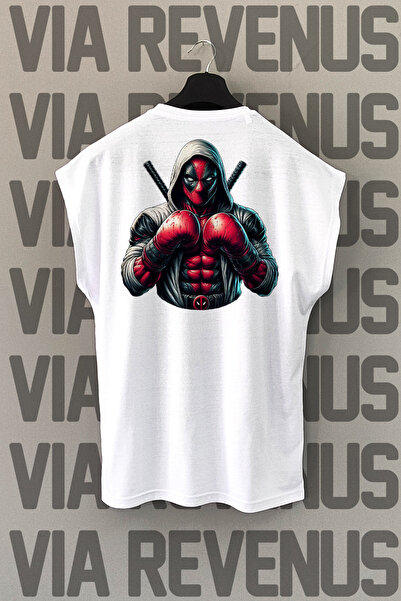 Vordevia Tricou sport alb cu mânecă zero cu imprimeu pe spate de box