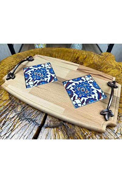Çini Evi Wooden Tray - Lotus Motif