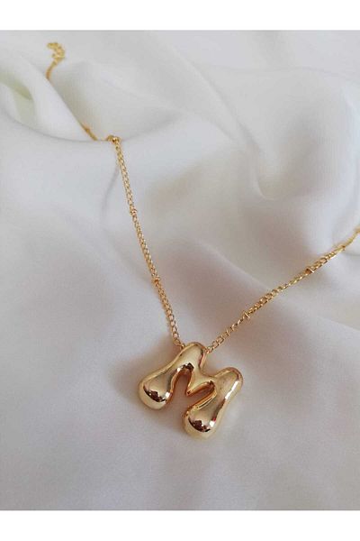 Judas Takı Balloon M Letter Necklace - Gold