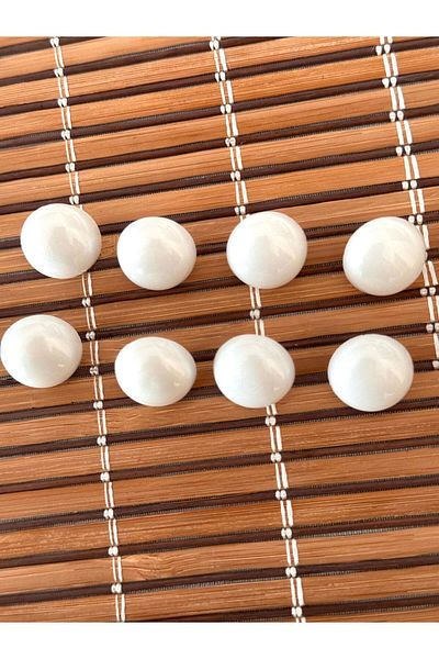 ODDA TASARIM ATÖLYESİ 28 Size Plastic Pearl Button Set - White Pearlescent, Half Ball Model, Bottom Feet