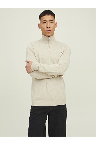 Jack & Jones Strickpullover mit Halber Reißverschluss Einfarbig Strickpullove...
