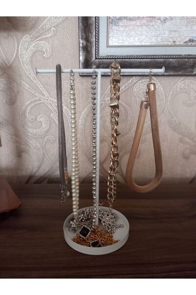 ZEYDADA منظم مجوهرات فردي باللون الأبيض - حامل قلادة وأقراط