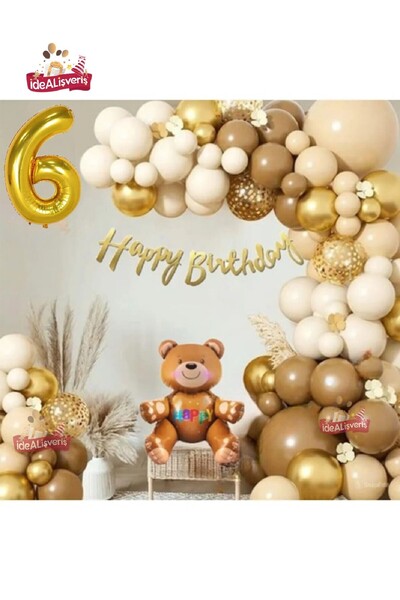 BKMC PARTY Set de lanțuri de baloane din folie de urs de culoare aurie - orna...