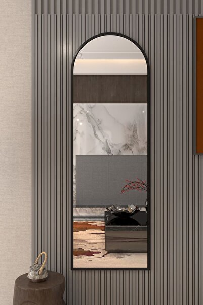 Marsah Home Siyah Metal Çerçeveli 150 X 60 Cm Oval Ayaksız Boy Aynası