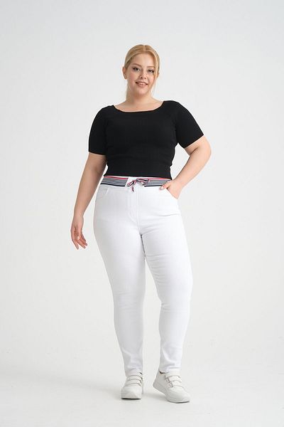 SERRA BÜYÜK BEDEN Plus Size Ribbed Strech Denim Pants