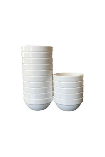 KAVİKA MEDİKAL PLASTİK 24 Pieces White Sauce Bowl and Jam Bowl