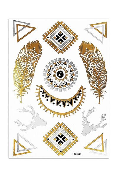 BP Tattoo Gold Tattoo Metalik Kuş Tüyü Dövmesi