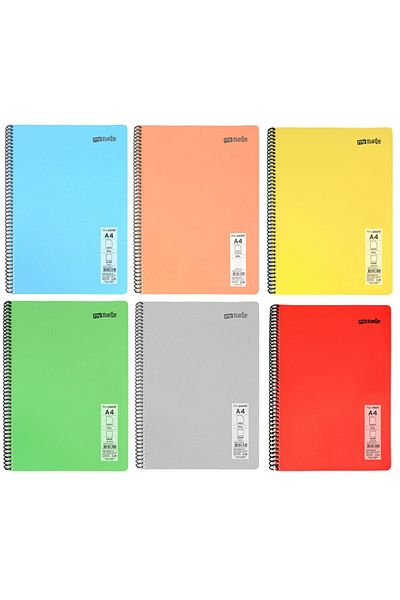 Mynote A4 Spiral School Notebook - 72 Sheets with Lines, Pp Cover, 6 Pcs Different Colors