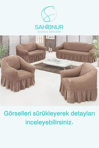 SAHİBNUR BürümcüK sofa and sofa set - sofa Bed Cover, seat Cover, with Elastic and sKirt, for 3+2+1+1 set 3211