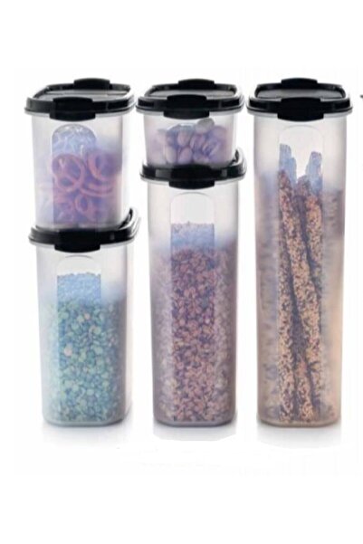 Tupperware Oval Set Black Lid Pulses Nuts Etc Set 5 Pieces