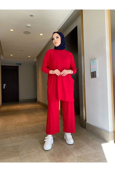 MODAMÜNASİP Wonderful Sandy Trousers Pocket Detailed Double Suit