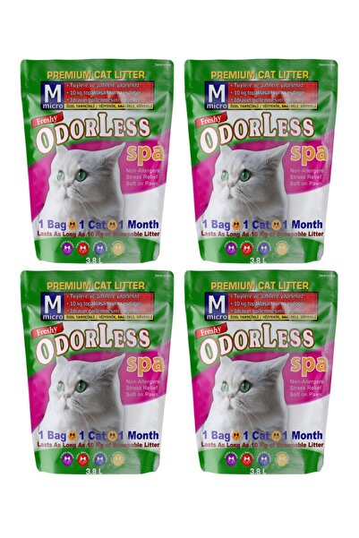 Odorless Mıcro Silika Kristal Kedi Kumu 4 Aylık Ekonomik Set - 4 X 3,8 L Paket